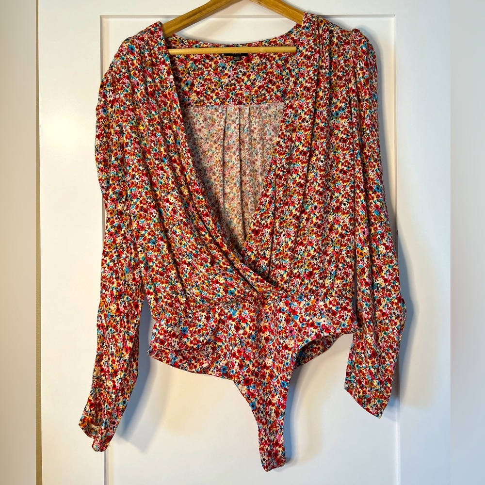 Flirty AFRM Floral Puff Sleeve bodysuit